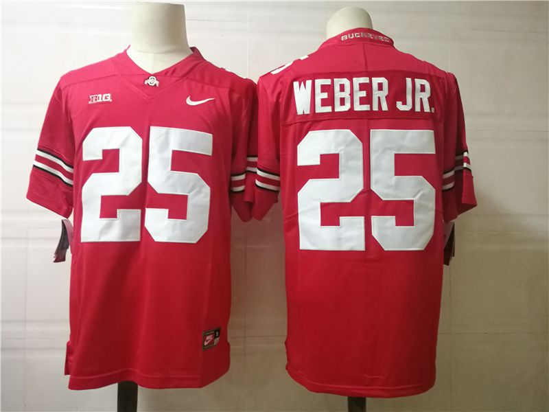 Men Ohio State Buckeyes #25 Weber jr Red Nike 2025 NCAA Jersey